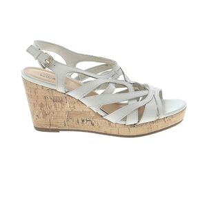 Kelly & Katie size 7.5 womana white and tan wedge sandals